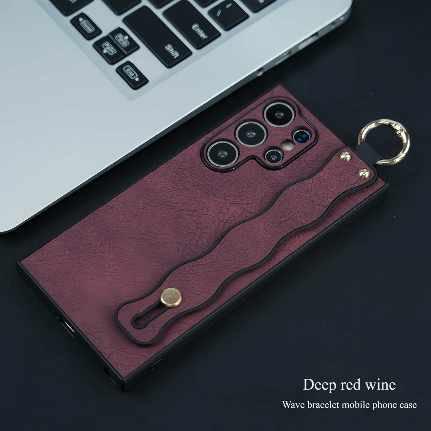 2-in-1 Wave Wristband Stand Phone Case for Samsung S25 Ultra